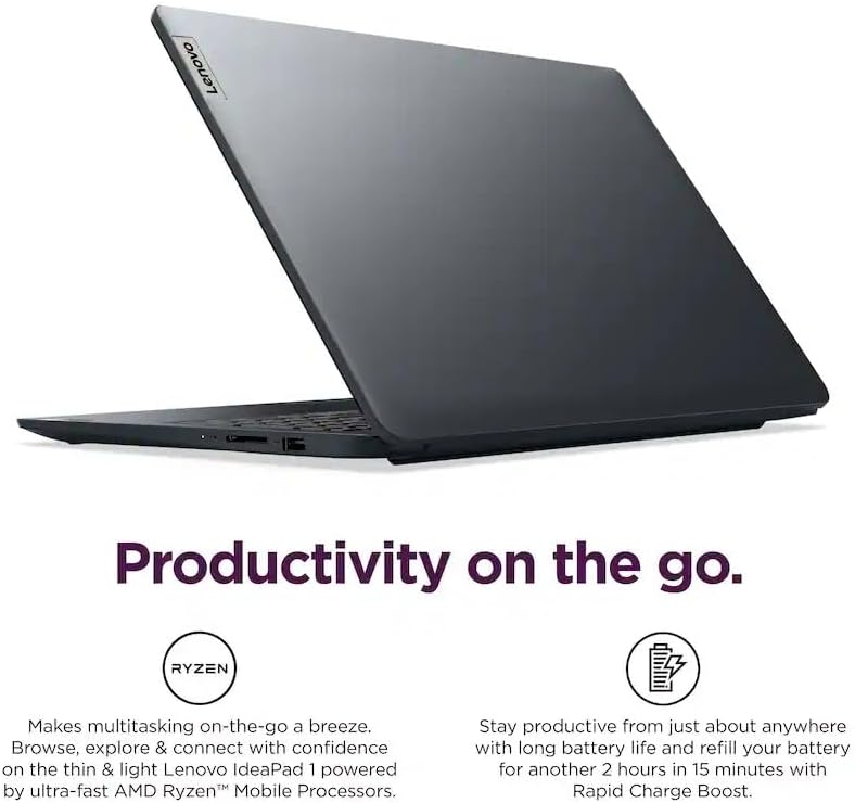 Lenovo IdeaPad 1 15.6" FHD (1920x1080) IPS 300nits Anti-Glare Display, Ryzen 5 7520U, 8GB RAM, 256GB Storage, AMD Radeon 610M, Wi-Fi6, Bluetooth, Win11, Artic Grey, with 2TB Flash Drive - Image 2